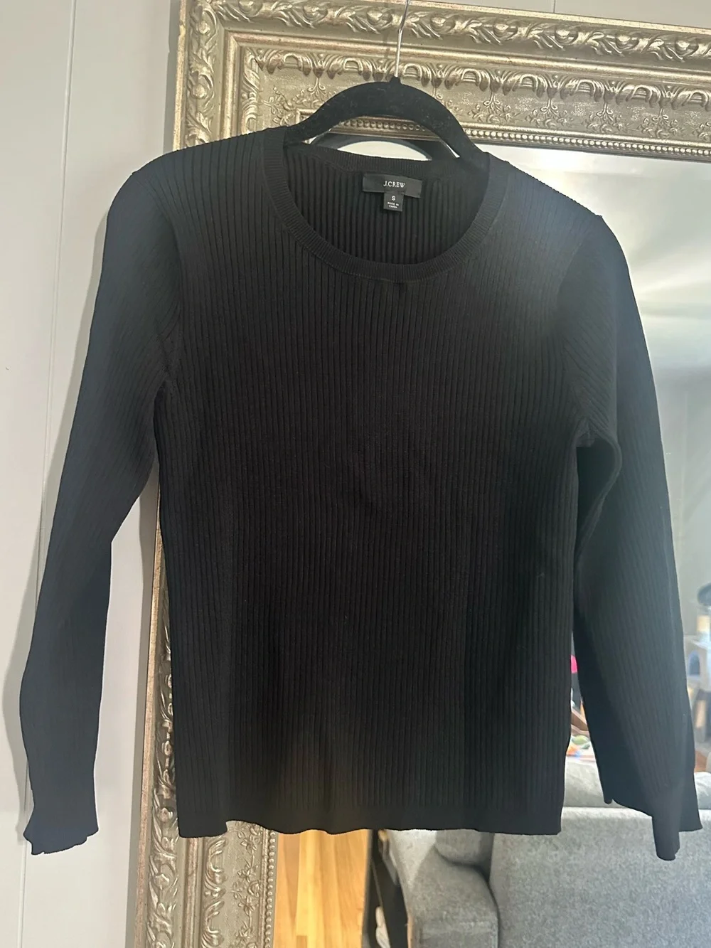 J. Crew Black Ribbed Knit Crewneck